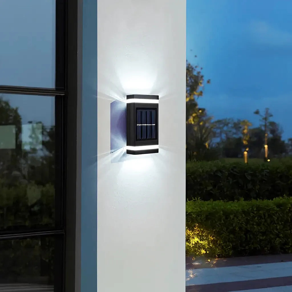 Lot De 2 Appliques Murales Solaires D'extérieur, éclairage Vers Le Haut Et Vers Bas Pour Cloture Cour Allee Lumiere Chaude 12 Led 95897619