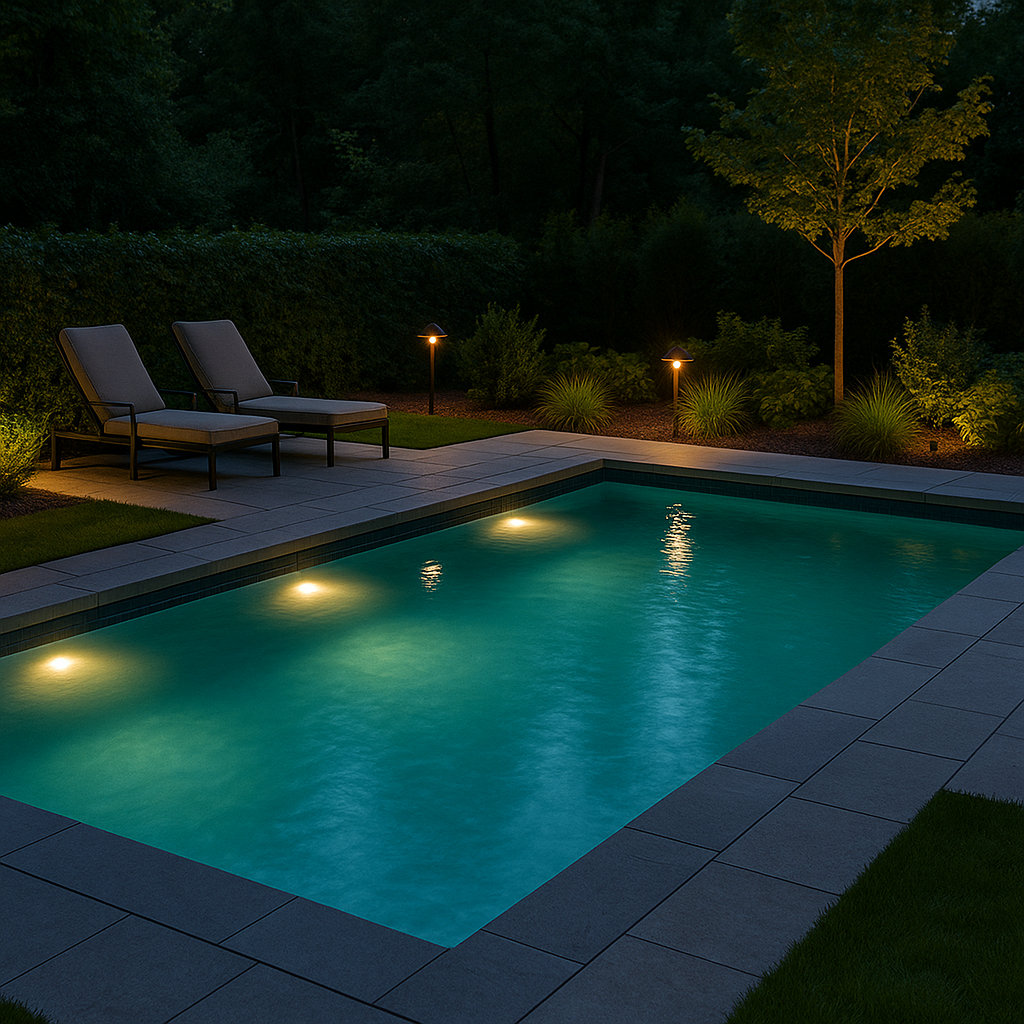 piscine avec éclairage