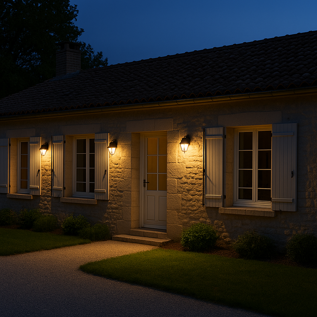 Maison avec un éclairage extérieur