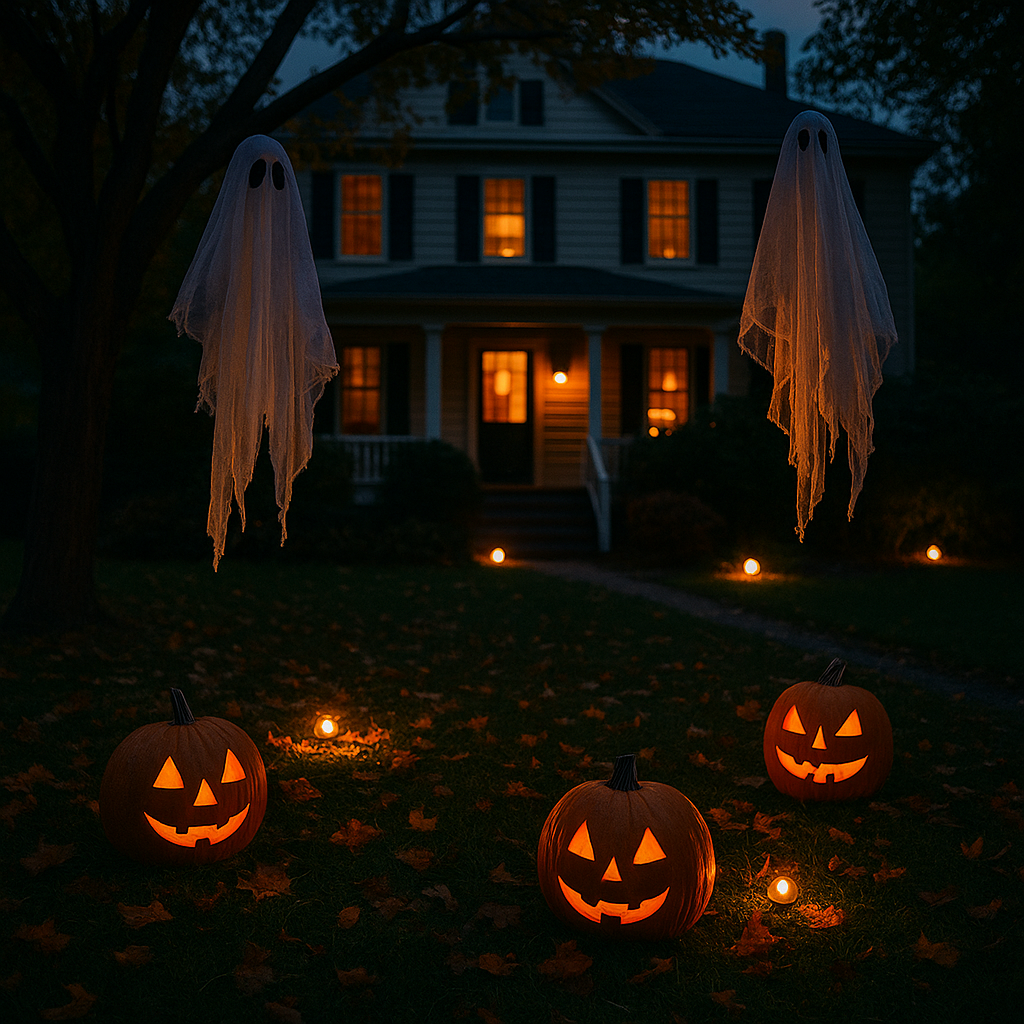 Maison avec décoration d'halloween