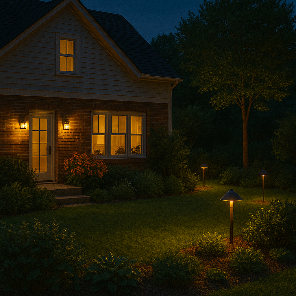 Jardin avec éclairage