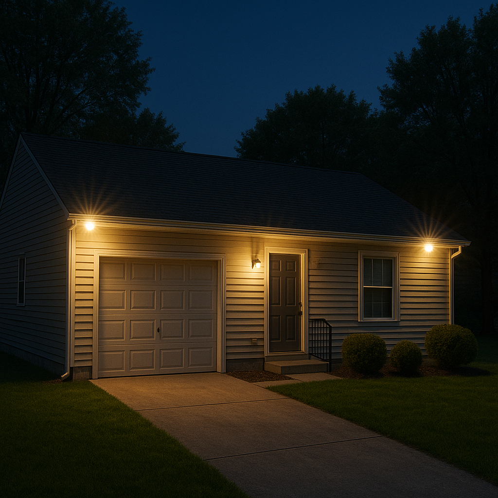 Maison avec projecteur