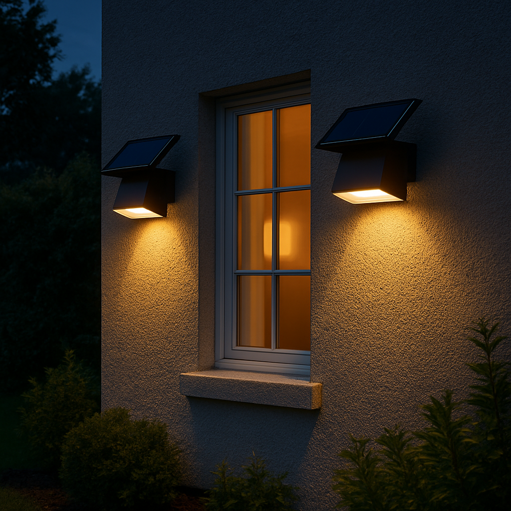 Façade avec appliques solaires