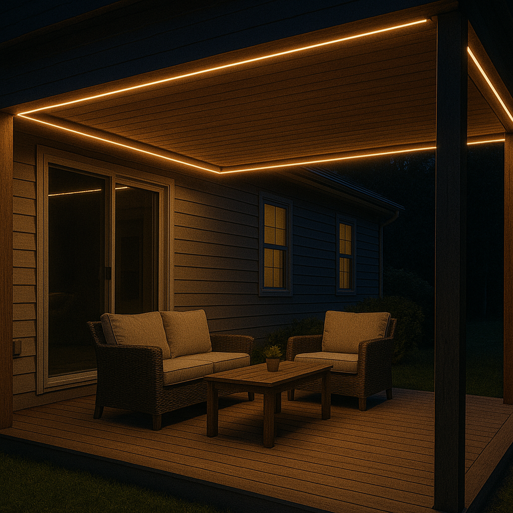 terrasse avec bandes LED