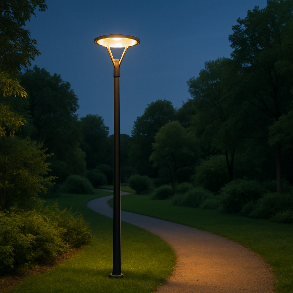 Lampadaire qui éclaire un chemin