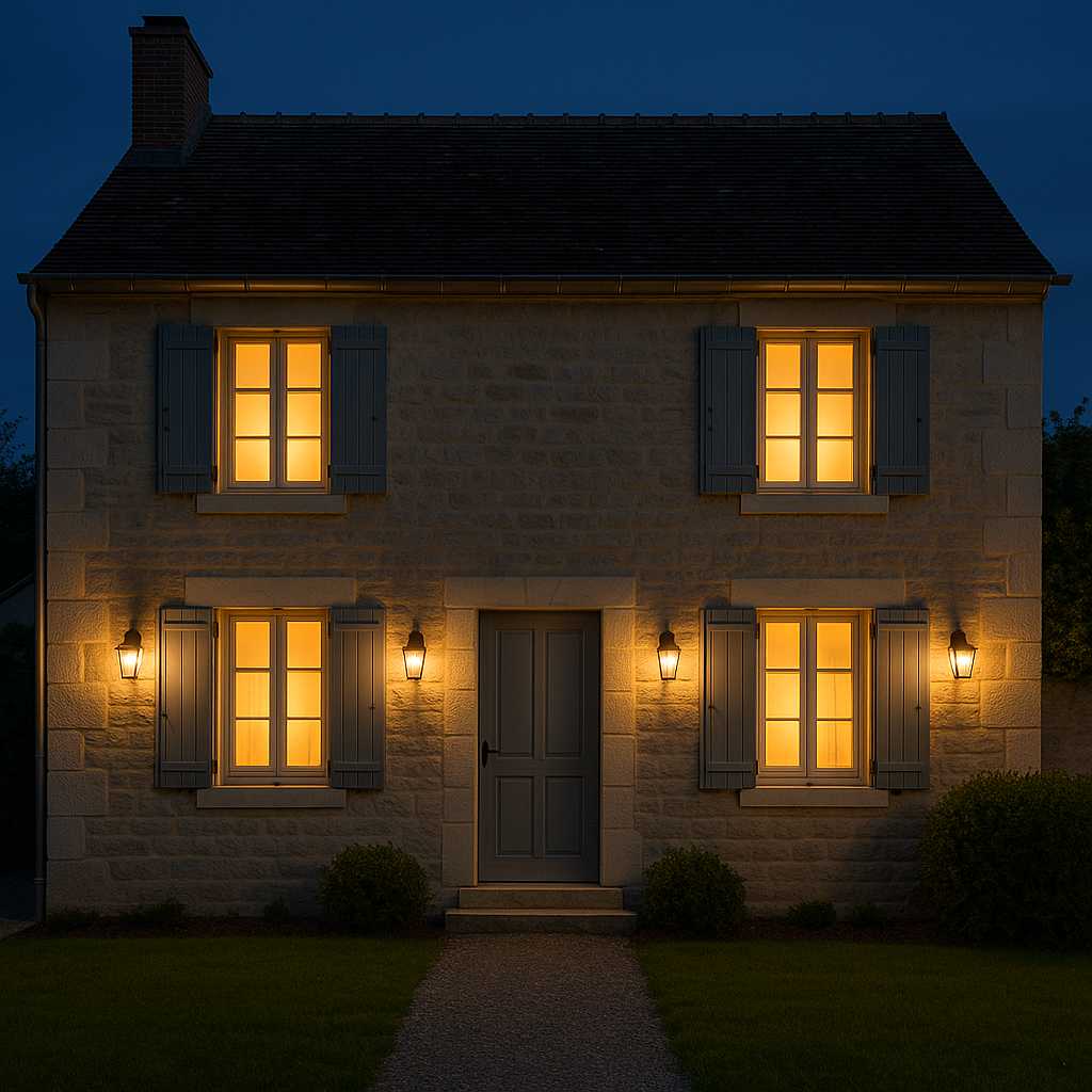 Maison avec éclairage