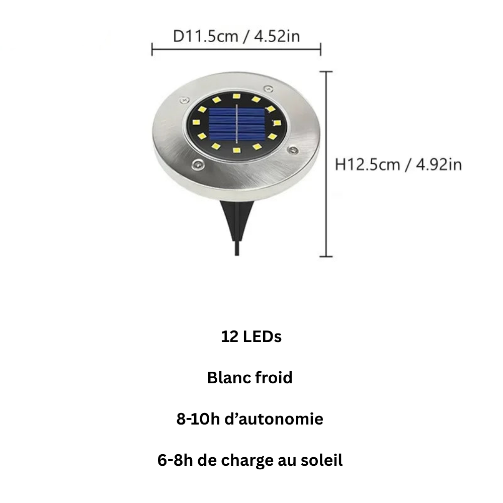 Spot Solaire LED Encastré – Étanche IP65, Éclairage de Jardin, Terrasse et Allée (Phoenix) - LUMICONCEPT