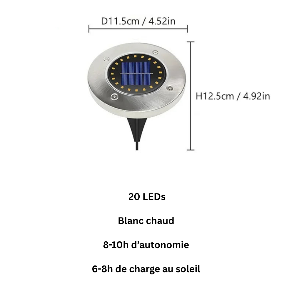 Spot Solaire LED Encastré – Étanche IP65, Éclairage de Jardin, Terrasse et Allée (Phoenix) - LUMICONCEPT