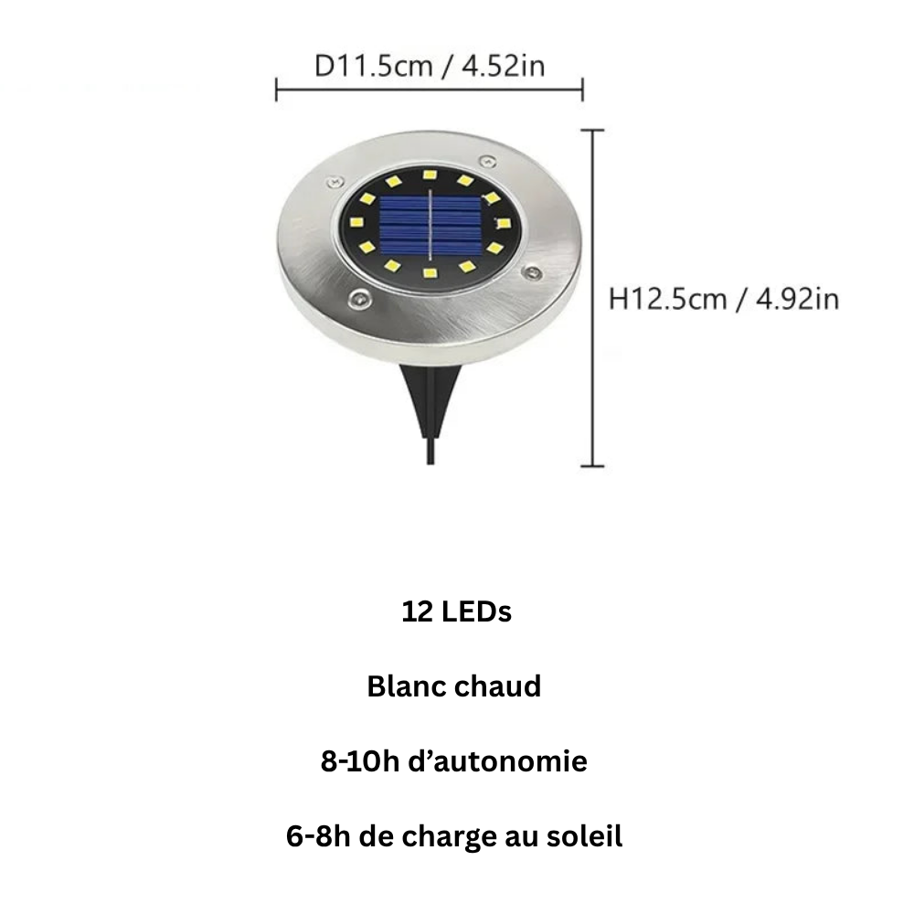 Spot Solaire LED Encastré – Étanche IP65, Éclairage de Jardin, Terrasse et Allée (Phoenix) - LUMICONCEPT