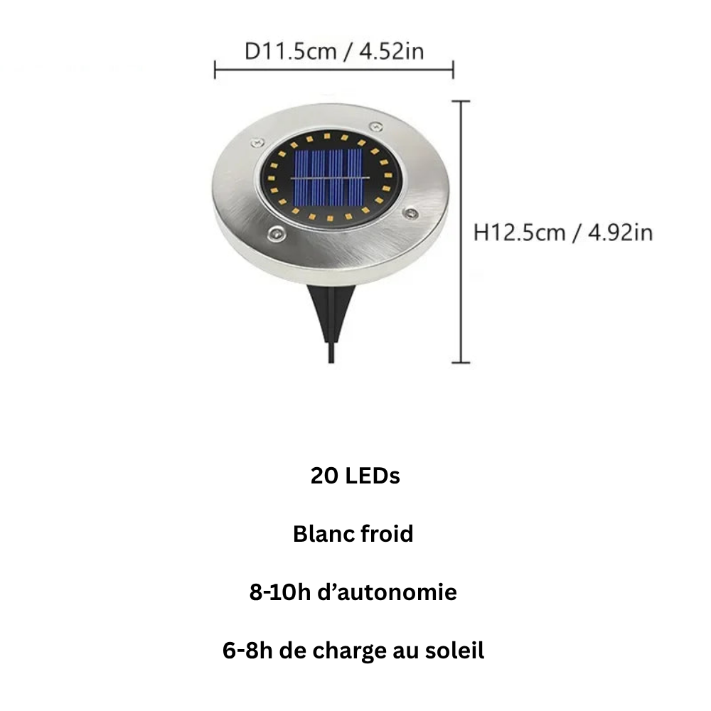 Spot Solaire LED Encastré – Étanche IP65, Éclairage de Jardin, Terrasse et Allée (Phoenix) - LUMICONCEPT