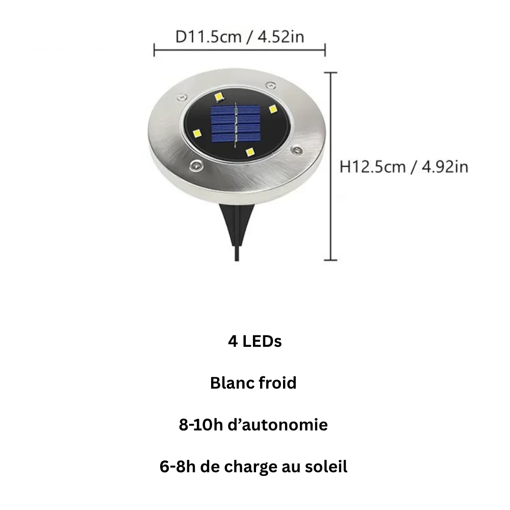 Spot Solaire LED Encastré – Étanche IP65, Éclairage de Jardin, Terrasse et Allée (Phoenix) - LUMICONCEPT