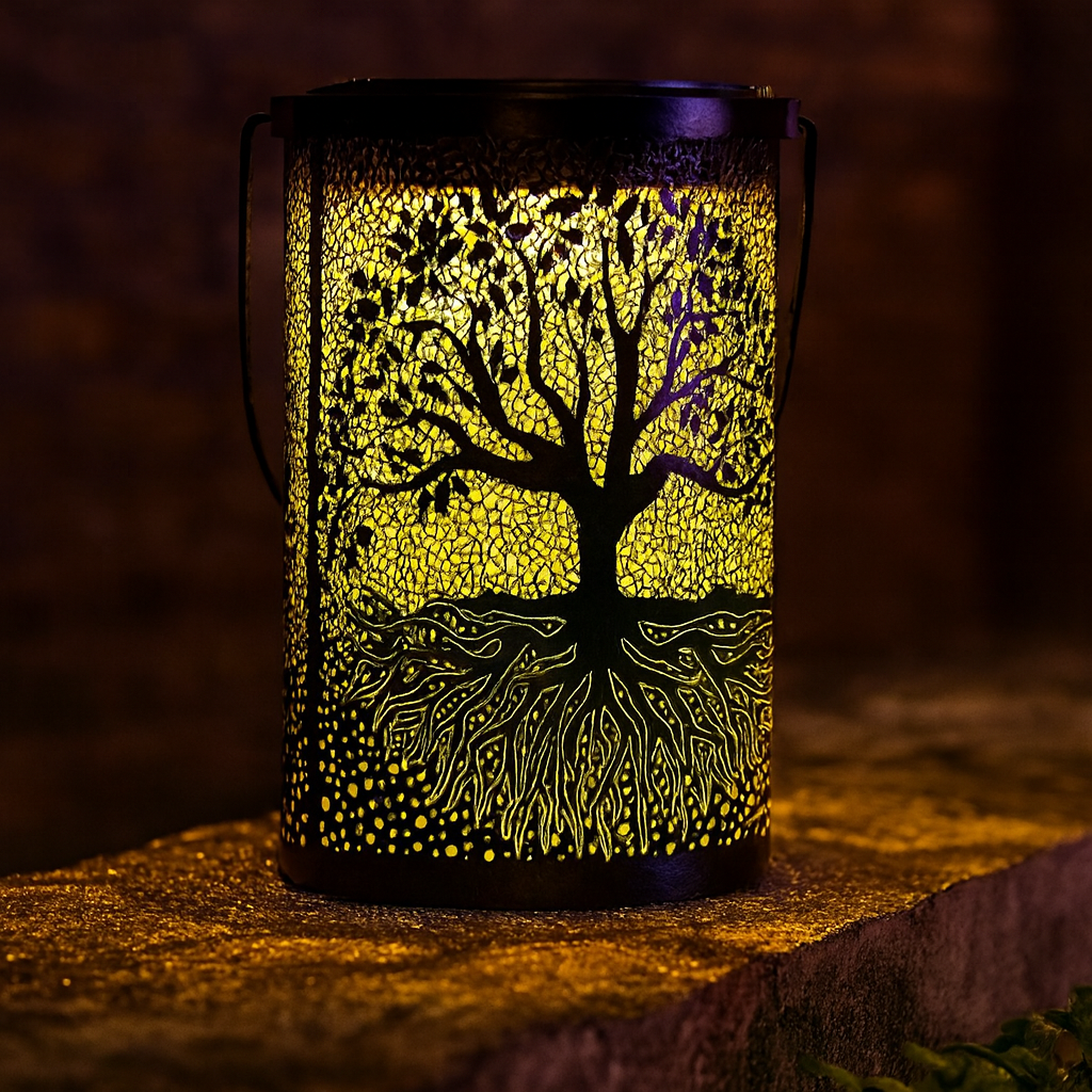 Lanterne Solaire LED Suspendue – Étanche IP65, Métal Vintage Arbre Décoratif, Jardin et Pelouse (Orion) LUMICONCEPT