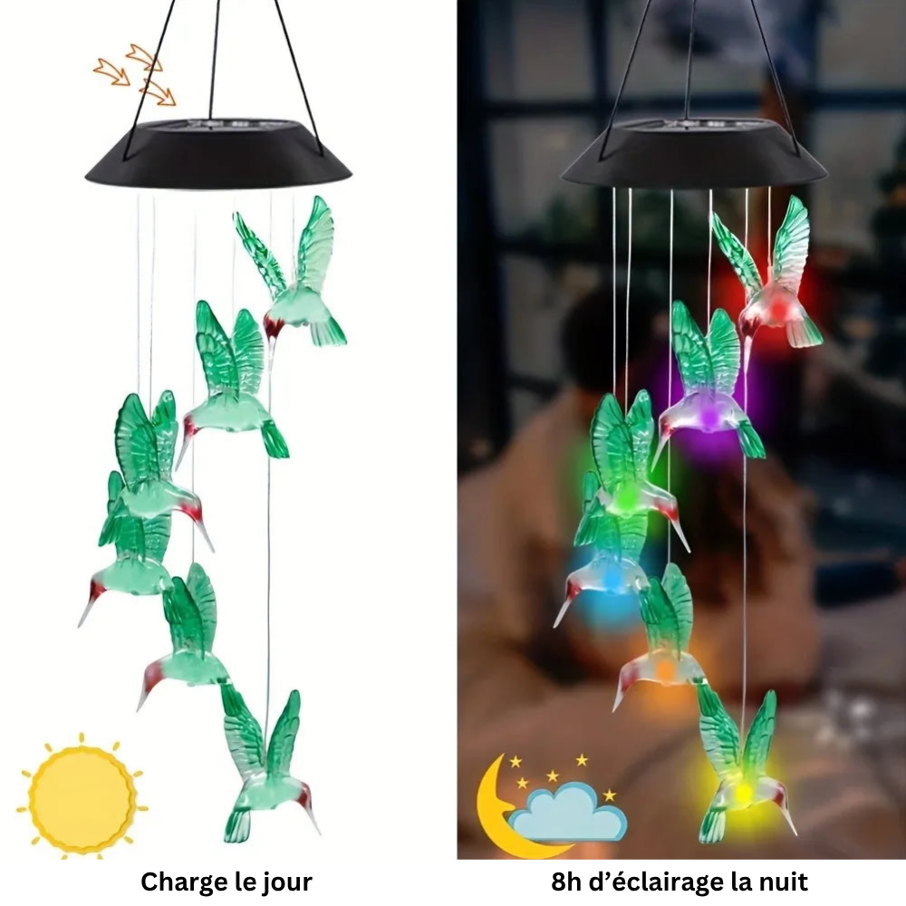 Suspension Solaire LED – Étanche, Couleur Changeante, Papillon, Libellule et Colibri, Décoration Extérieure (Lyra) - LUMICONCEPT