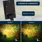 Lot de 2 Projecteurs Solaires LED Extérieur 3000K/6000K – Étanche IP65 (Draco) - LUMICONCEPT