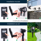 Lot de 2 Projecteurs Solaires LED Extérieur 3000K/6000K – Étanche IP65 (Draco) - LUMICONCEPT