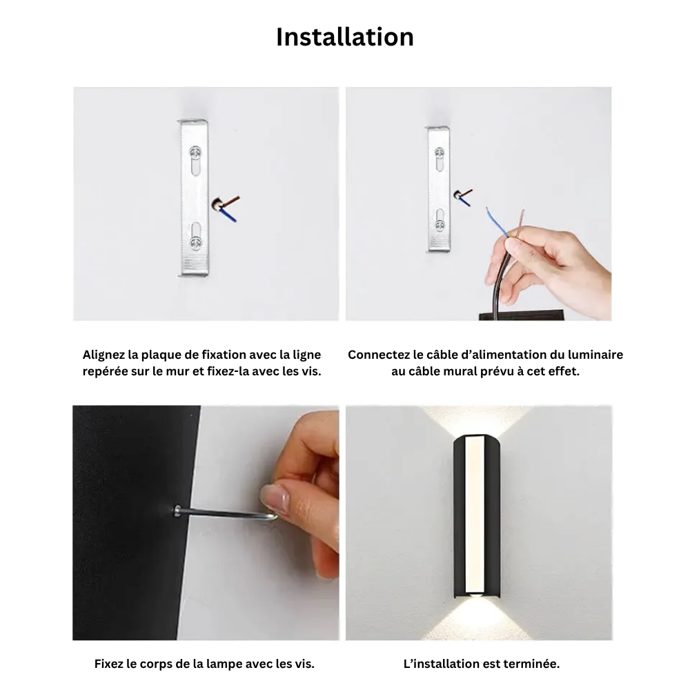 Applique Murale LED Extérieure – Étanche IP66, 10W, Blanc Chaud ou Froid, Décoration Façade Maison (Vega) - LUMICONCEPT