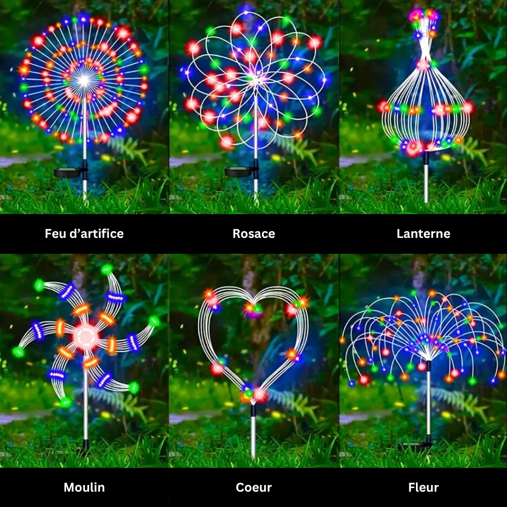 Lampe Solaire LED Extérieure – Étanche IP65, Effet Pissenlit Feu d’Artifice, Décoration Jardin et Pelouse (Cassiopeia) - LUMICONCEPT