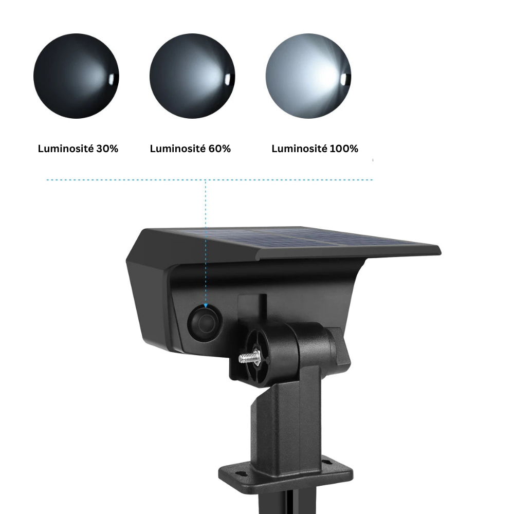 Projecteur Solaire 9 LED – Étanche IP65, Luminosité Réglable pour Jardin, Allée, Pelouse et Extérieur (Orion) - LUMICONCEPT