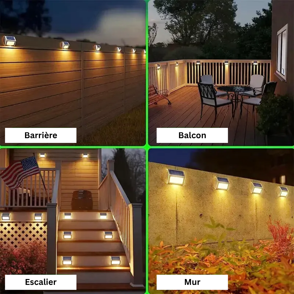 Applique Murale Solaire LED 6 Lumières – Étanche IP65 en Acier Inoxydable pour Escaliers, Jardins et Clôtures (Spica) - LUMICONCEPT