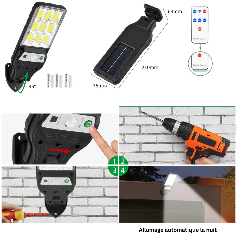 Projecteur Solaire Extérieur 350000LM – Capteur de Mouvement & Télécommande (Capella) - LUMICONCEPT