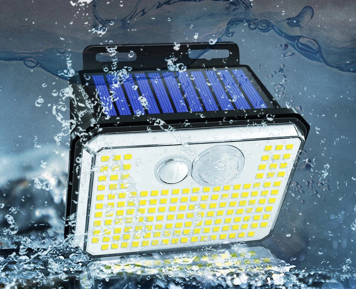 Projecteur Mural Solaire LED Extérieure – Étanche IP65, 148 LED Ultra-Lumineuses avec Détecteur de Mouvement, 3 Modes, Éclairage Sécurité (Cygnus)