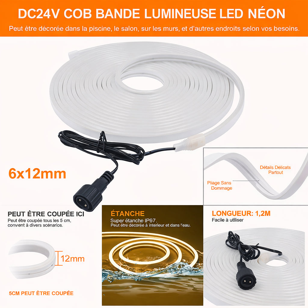 Bande LED Solaire Étanche IP68 – Flexible & Néon Décoratif Extérieur (Andromeda Blanc) - LUMICONCEPT