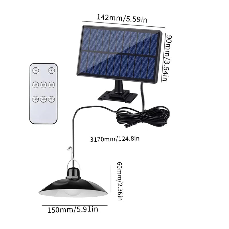 Suspension Solaire LED – Simple ou Double Tête, Télécommande, Lumière Blanche, Étanche IP44, Éclairage Intérieur/Extérieur (Andromeda) LUMICONCEPT
