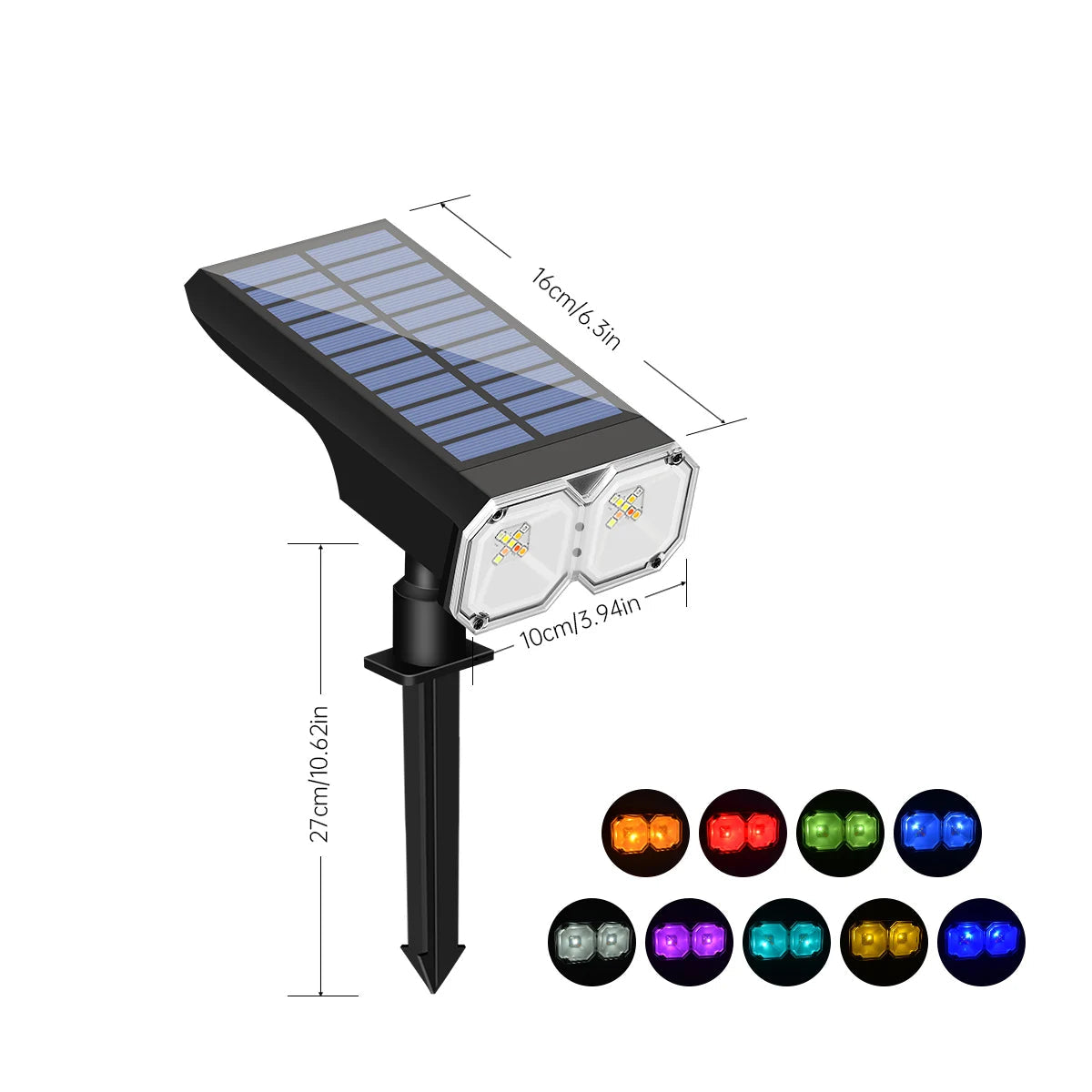 Projecteur Solaire LED RVB & Blanc Chaud – Étanche IP67 avec Charge Solaire & USB (Hydra) LUMICONCEPT