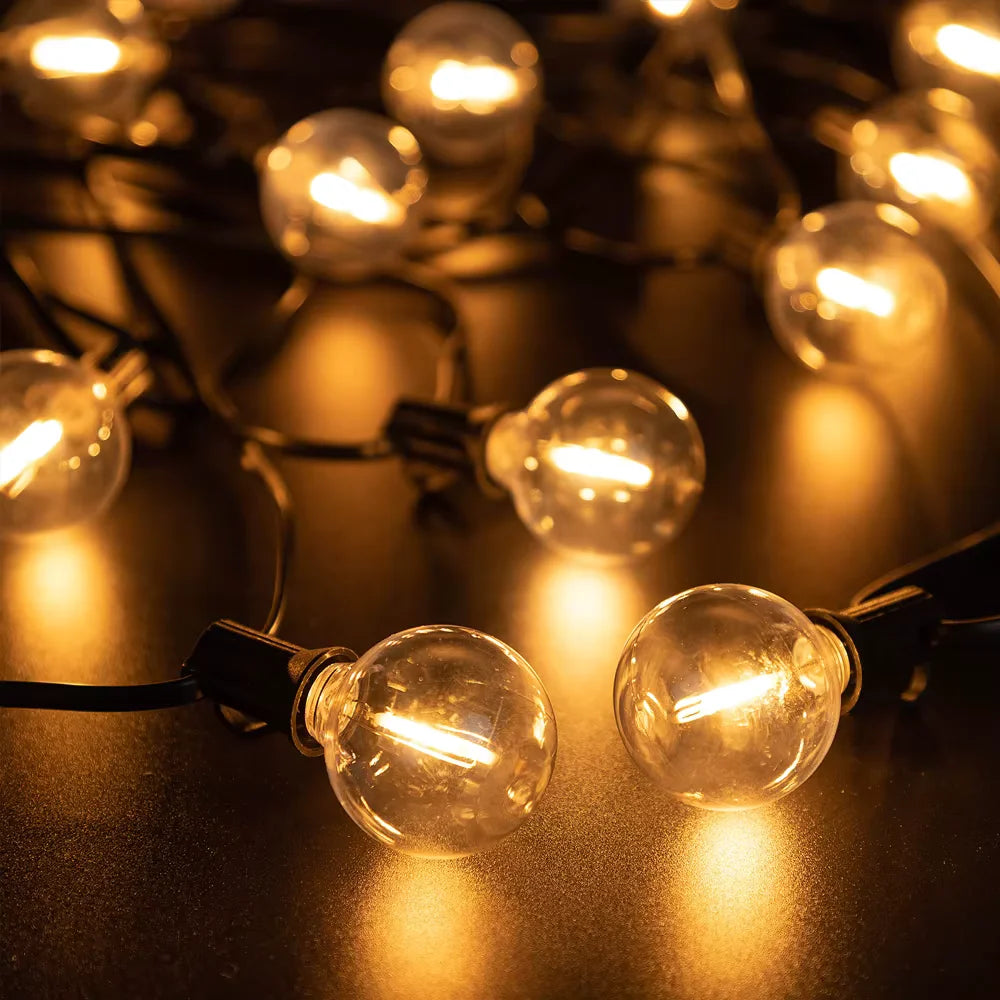 Guirlande Solaire G40 LED – Ampoules Incassables, Étanche, Décoration Terrasse et Jardin (Orion) - LUMICONCEPT