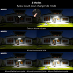 Projecteur Mural Solaire LED Extérieure – Étanche IP65, 3 Têtes Réglables, Détecteur de Mouvement, Éclairage Grand Angle 270° Super Lumineux (Hydra) - LUMICONCEPT