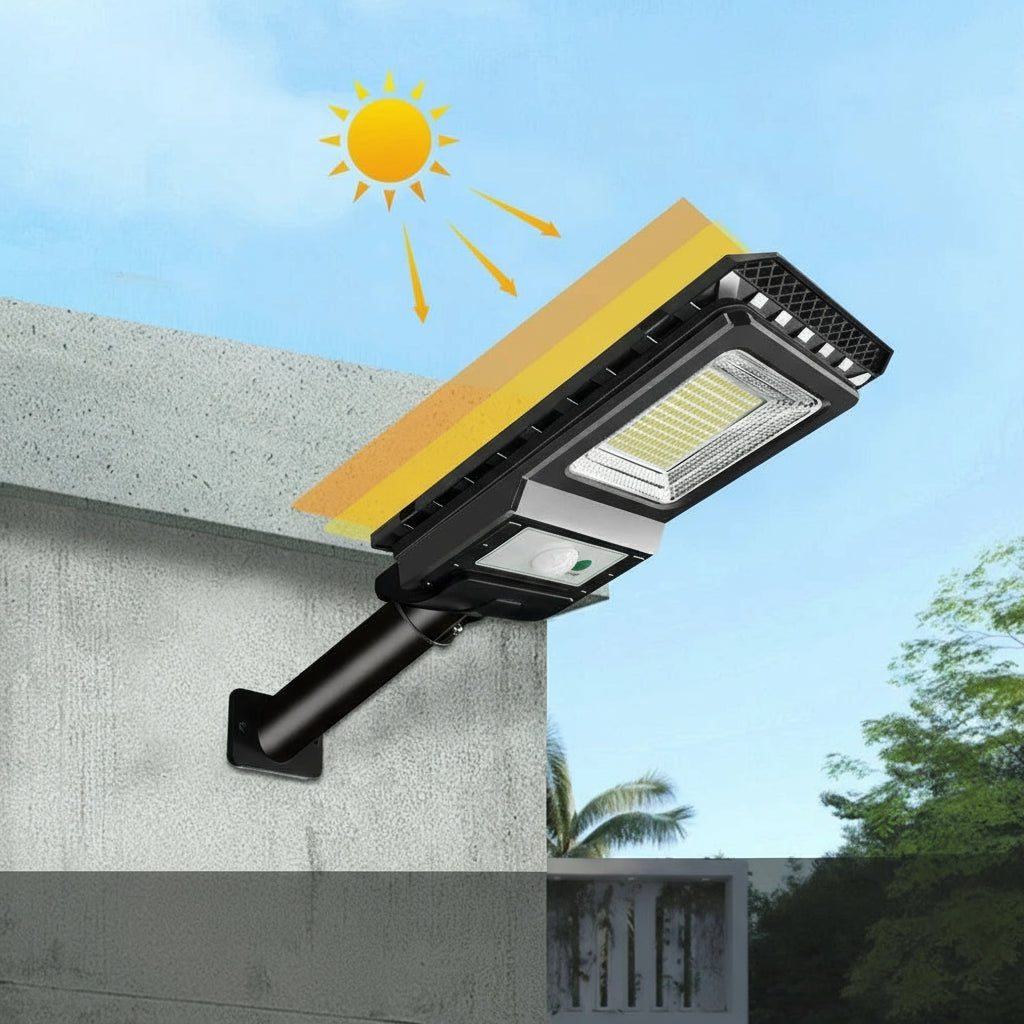 Lampadaire Solaire LED 156 LED avec Capteur de Mouvement – Super Lumineux, Étanche IP65 pour Extérieur (Orion) LUMICONCEPT