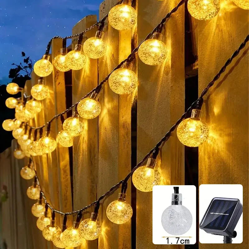 Guirlande Solaire LED Boules Cristal – Étanche IP65, 8 Modes, Décoration Jardin, Terrasse (Andromeda) LUMICONCEPT