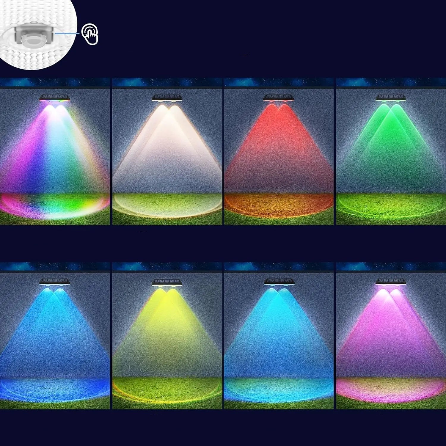 Applique Solaire Améliorée RGB & Blanc Chaud – Étanche IP67 (Carina) LUMICONCEPT