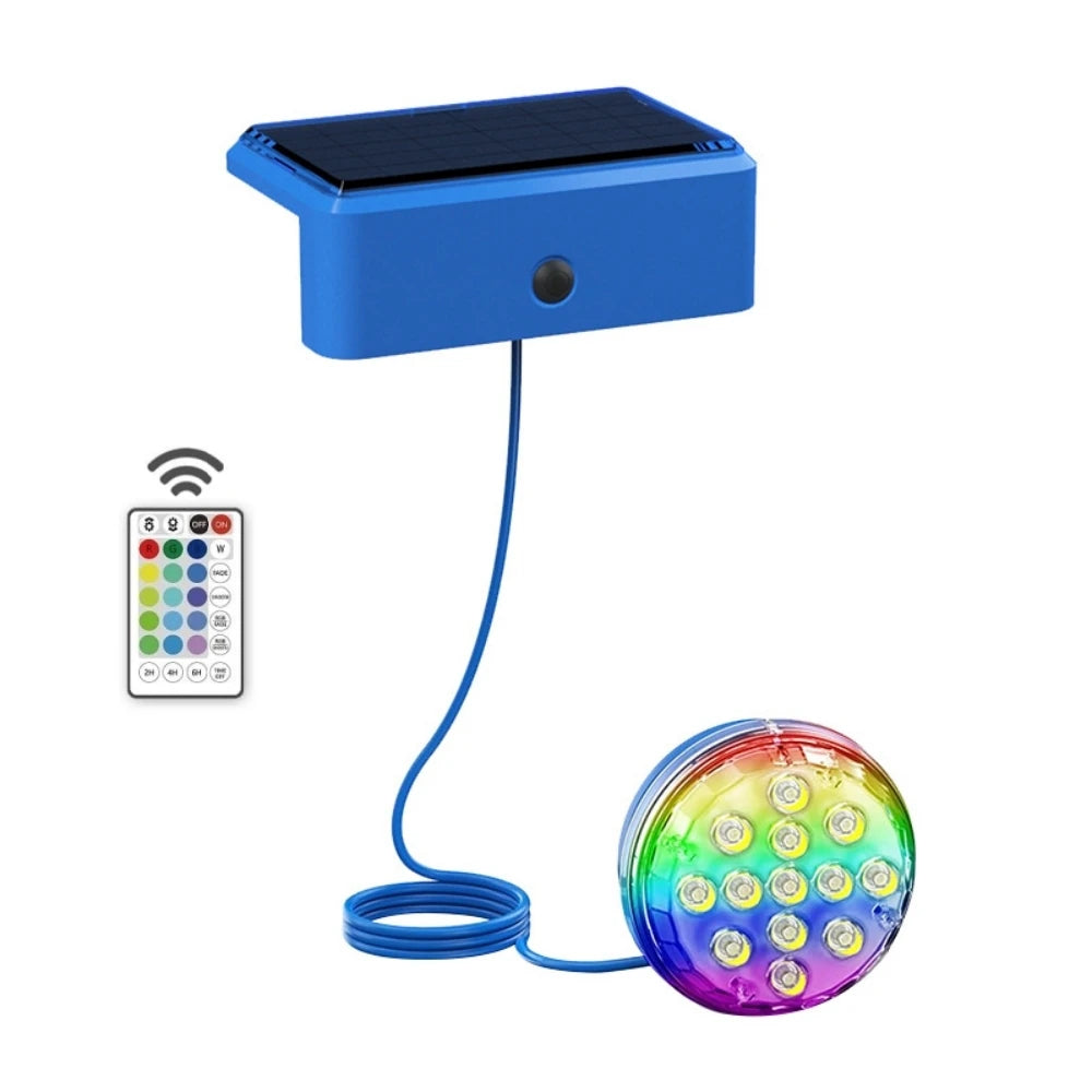Lumières solaires submersibles pour piscine – IP68, LED RGB 16 couleurs avec télécommande et minuterie - LUMICONCEPT