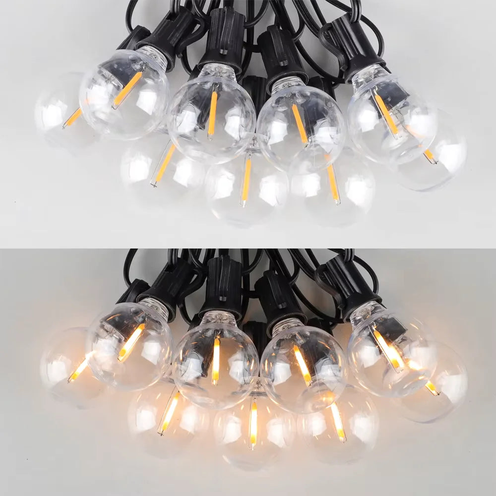 Guirlande Solaire G40 LED – Ampoules Incassables, Étanche, Décoration Terrasse et Jardin (Orion) - LUMICONCEPT