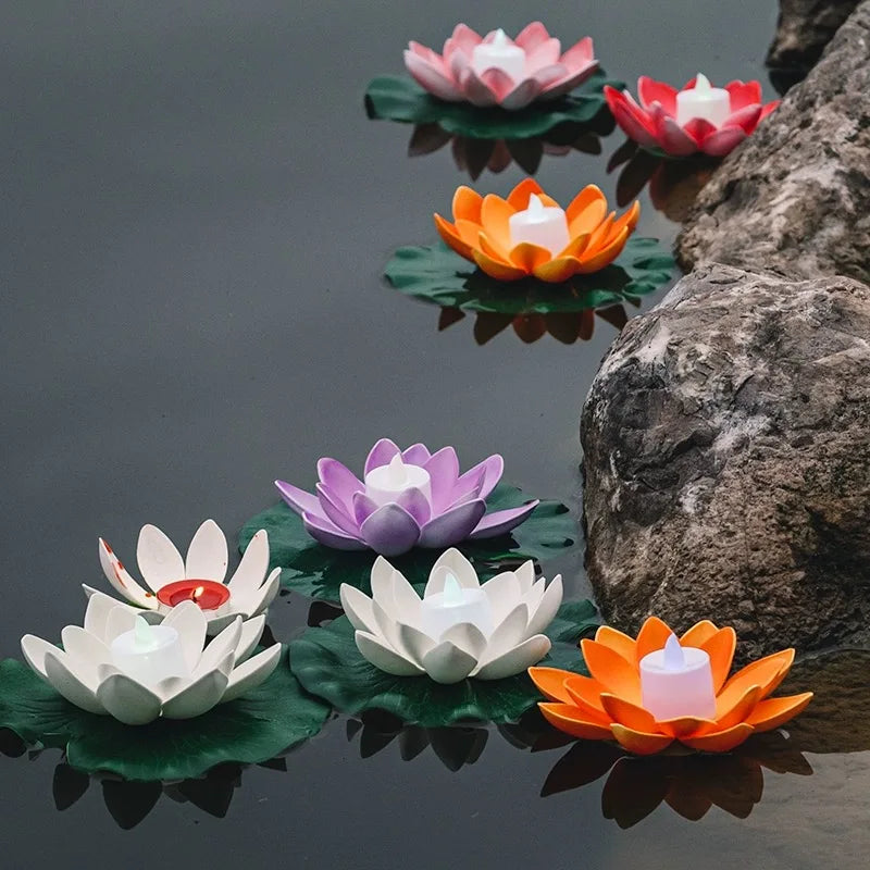 Veilleuse flottante Lotus LED – Double pétale, 7 couleurs, décoration piscine & étang - LUMICONCEPT