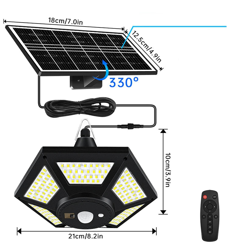 Suspension Solaire LED – 180 LED Ultra-Lumineuses, Télécommande, Détecteur de Mouvement, 5 Modes, Étanche IP65 (Cygnus) LUMICONCEPT