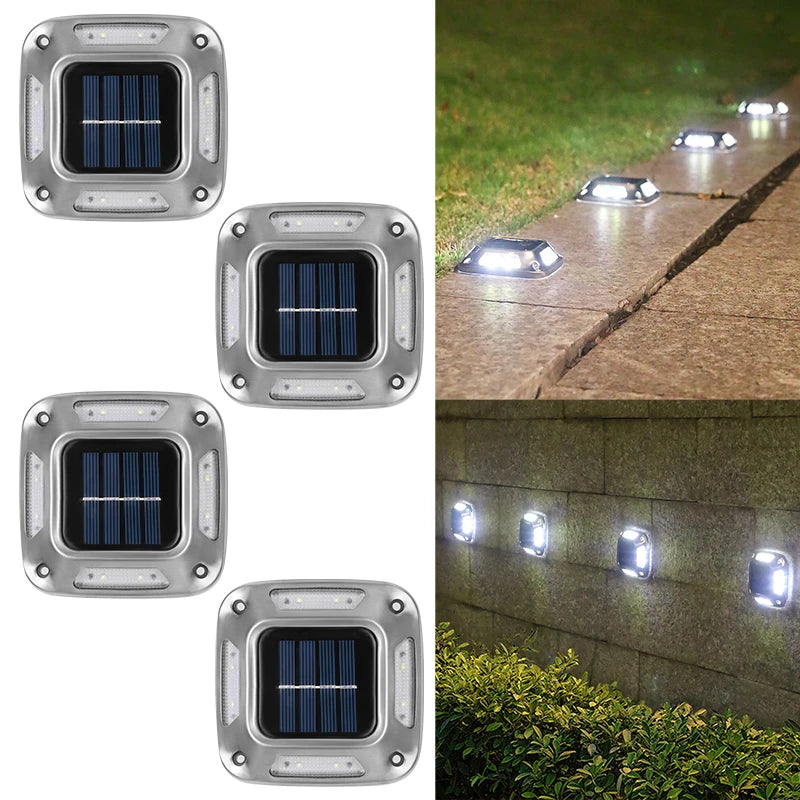 Lot de 4 Spots Solaires LED Extérieurs 8LED – Étanches IP65, Sans Fil, Idéals Allées, Escaliers & Terrasses (Cygnus) LUMICONCEPT