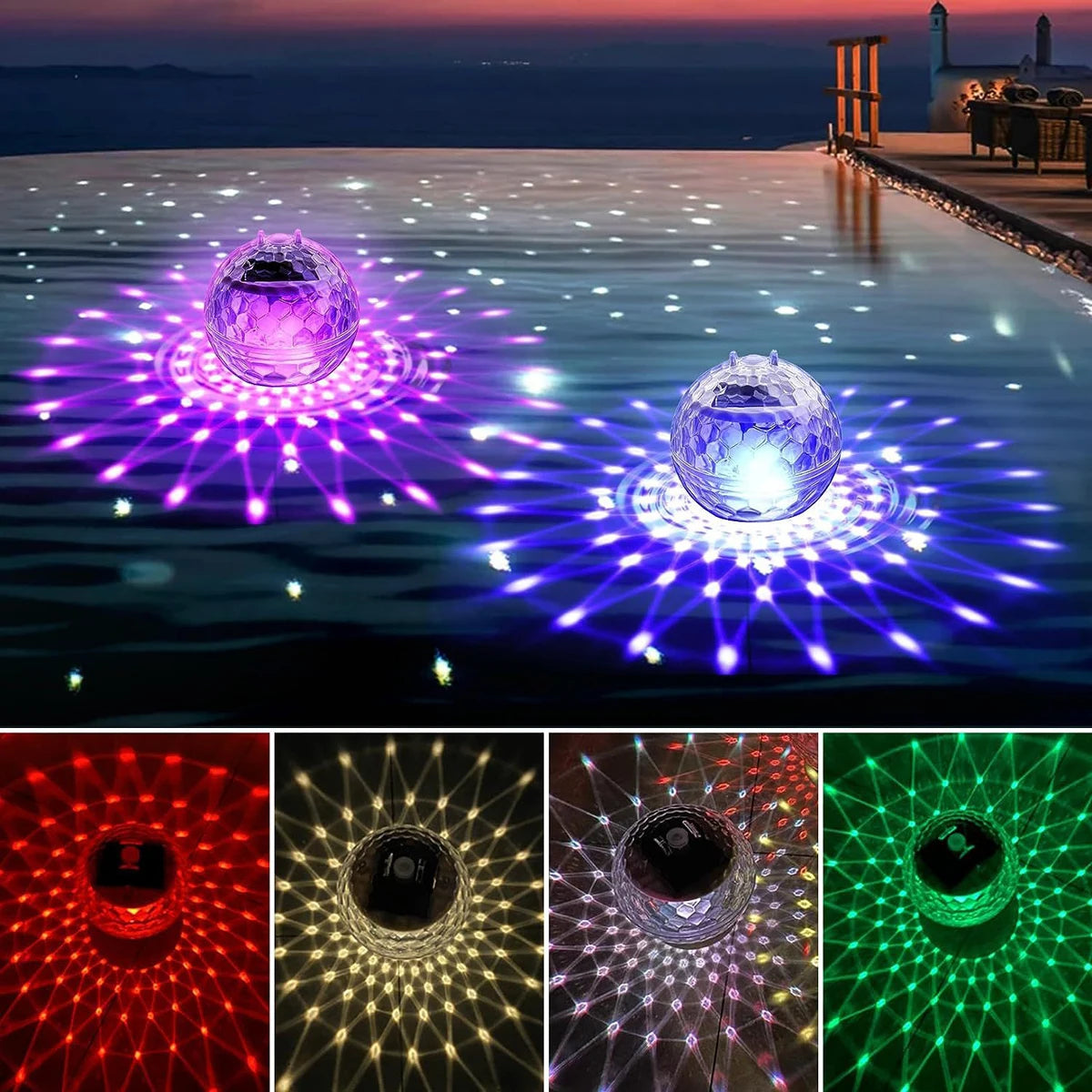 Lampes flottantes solaires LED – Étanches IP68, multicolores pour piscine, étang et jardin - LUMICONCEPT