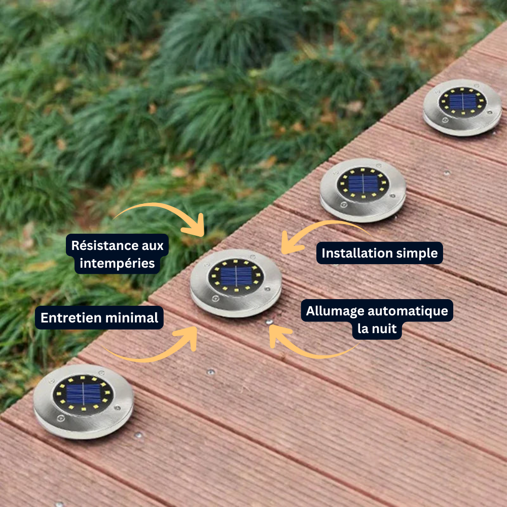 Spot Solaire LED Encastré – Étanche IP65, Éclairage de Jardin, Terrasse et Allée (Phoenix) - LUMICONCEPT