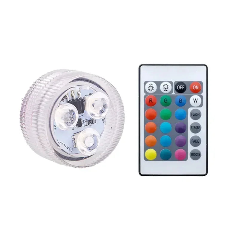 Lampes LED sous-marines à piles – IP68, 16 couleurs avec télécommande, lumière submersible RGB pour piscine et fêtes - LUMICONCEPT