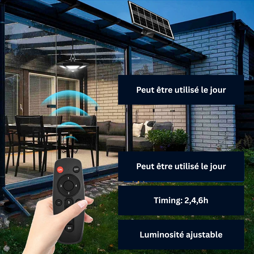 Suspension Solaire LED – 180 LED Ultra-Lumineuses, Télécommande, Détecteur de Mouvement, 5 Modes, Étanche IP65 (Cygnus) - LUMICONCEPT