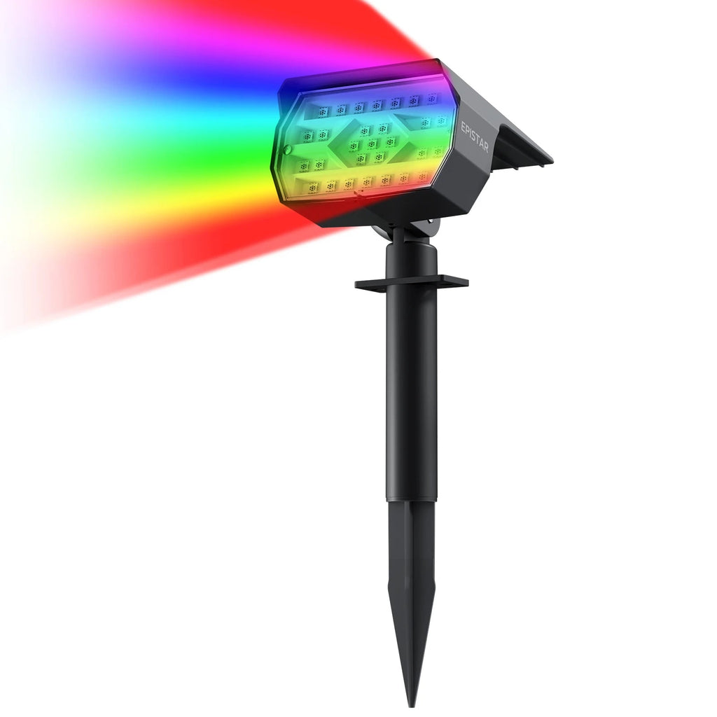 Projecteur Solaire LED 29 LEDs – 7 Couleurs Changeantes RGB, Étanche IP67 - Installation Murale ou au Sol(Carina) LUMICONCEPT