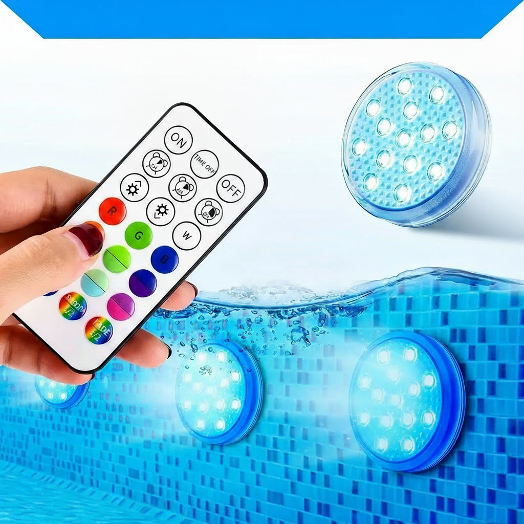 Lumières LED submersibles rechargeables avec télécommande – IP68 étanche, flottantes et à couleur changeante - LUMICONCEPT