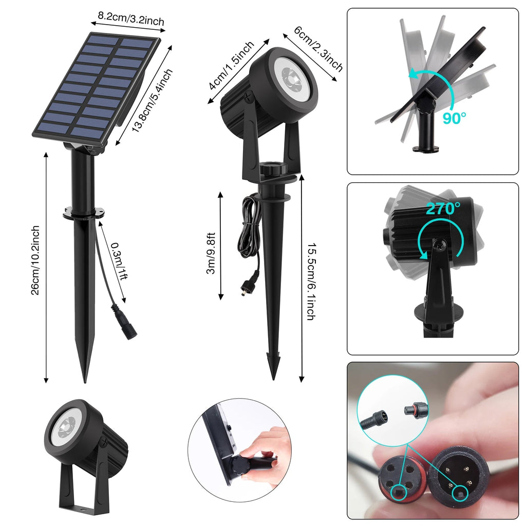 Lot de 2 Projecteurs Solaires LED Extérieur 3000K/6000K – Étanche IP65 (Draco) LUMICONCEPT