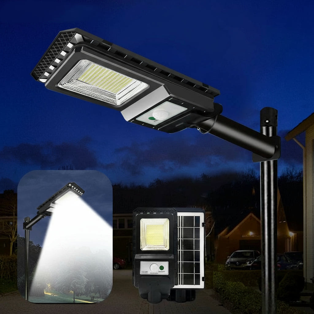 Lampadaire Solaire LED 156 LED avec Capteur de Mouvement – Super Lumineux, Étanche IP65 pour Extérieur (Orion) LUMICONCEPT