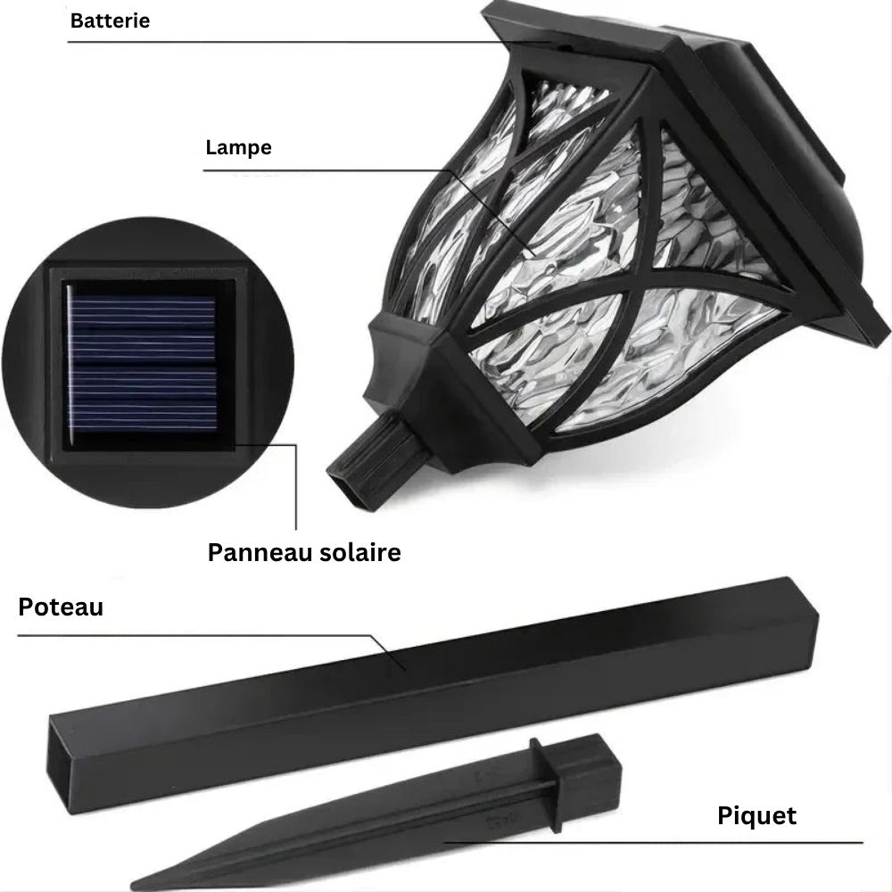 Lot de 1 à 10 Bornes Solaires de Jardin Étanches IP67 (Carina) - LUMICONCEPT