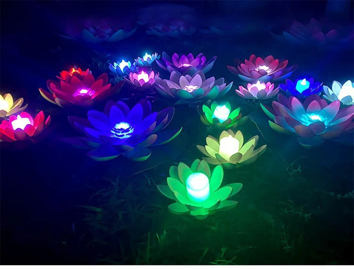 Veilleuse flottante Lotus LED – Double pétale, 7 couleurs, décoration piscine & étang - LUMICONCEPT