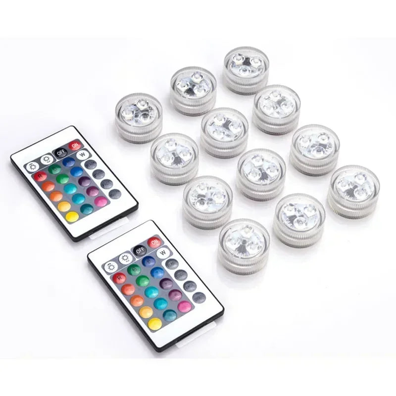 Lampes LED sous-marines à piles – IP68, 16 couleurs avec télécommande, lumière submersible RGB pour piscine et fêtes - LUMICONCEPT