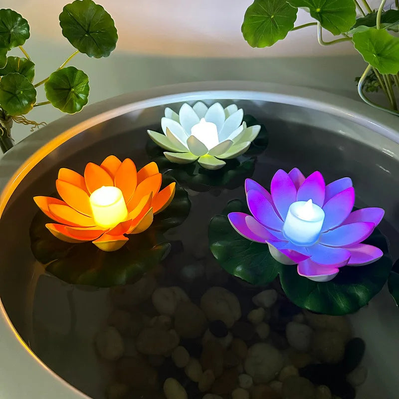 Veilleuse flottante Lotus LED – Double pétale, 7 couleurs, décoration piscine & étang - LUMICONCEPT